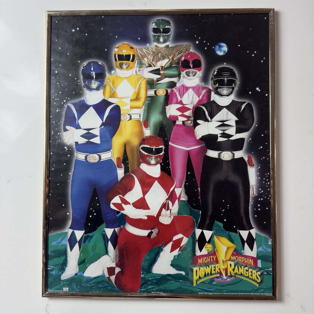 1994 Mighty Morphin Power Rangers Framed Poster Sabans Vintage Old Stock EUC